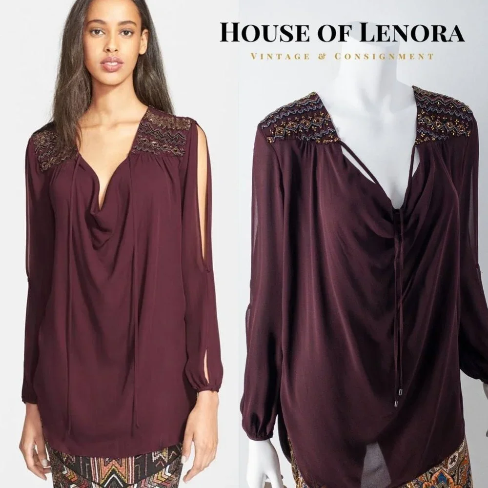 NWT Haute Hippie Beaded Silk Tunic, size small - Picture 1 of 12